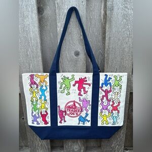 Hand-Painted Trader Joe’s Tote‎ – Haring Style Dancing People